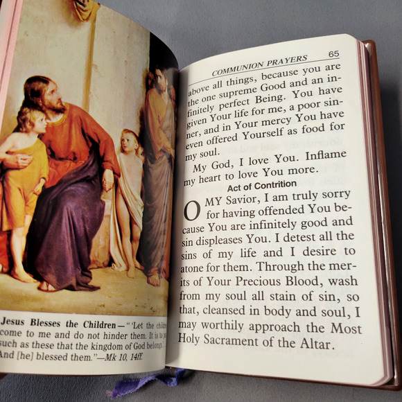 Vintage Catholic Book Of Prayers Book Large Print Illustrated 1982 Brown - Picture 5 of 14